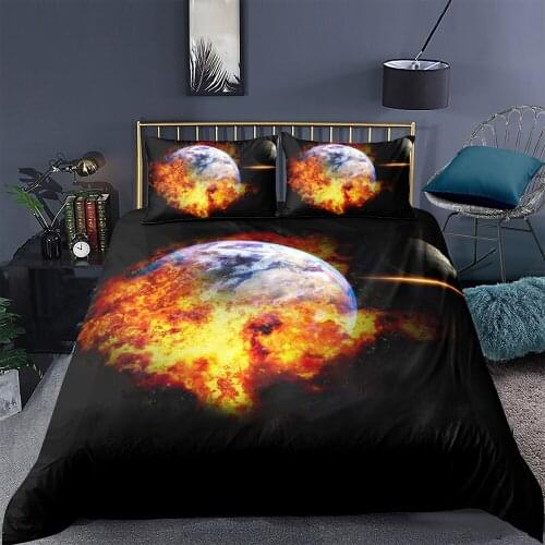 Burning Earth Bedding Set King 3D Creative Fashionable Duvet Cover Soft Queen Twin Full Single Double Unique Design Bed Set