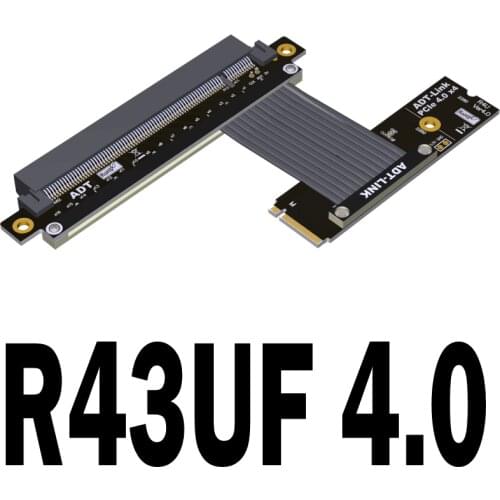R43UF R43UL GEN4.0 M2 NGFF NVMe SSD Interface Conversion Graphics Card Extension Cable Riser PCIE 4.0 x16 to M.2 x4 ADT 64G/bps