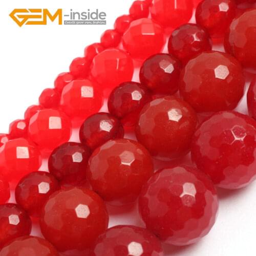 Round Faceted Red Jades Beads Loose Beads For Jewelry Making Beads Strand 15" DIY Bracelet Neckalce Wholesale