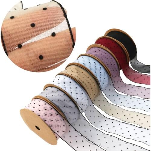 20Yard Dot Organza Ribbon Gold Foil Fabric Gift Packing Material Rolls Hair Bow Art Sewing Garment Wedding Decoration,20Yc18752