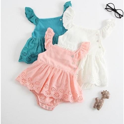 Infant Girls Summer Clothes 100% Cotton Lace High Quality Baby Girl Bodysuit Newborn Girls Outfits Clothing High Quality Clothes