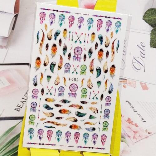 3D Stickers for Nails Lovely Dreamcatcher Feather Designs Nail Art Decorations Foil Decals Manicure Accessories Decoraciones