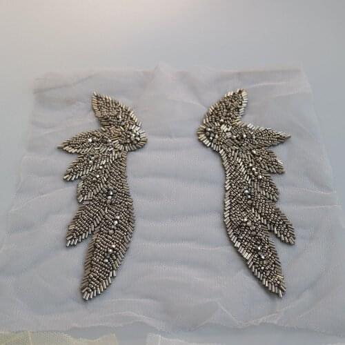 High quality beaded collar patches for clothing DIY floral embroidered parches appliques for clothes decoration parch ropa