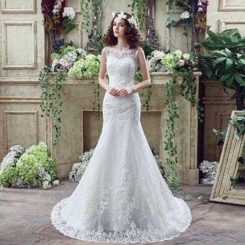 New Arrival Lace Mermaid Wedding Dresses 2020 Plus Size Bridal Wedding Gown Real Photos