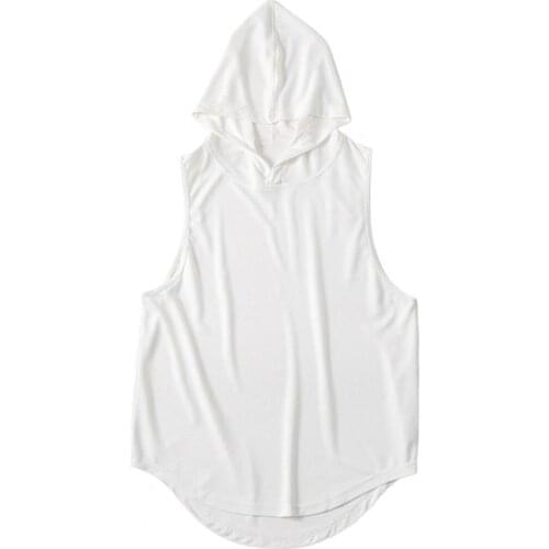 Casual Breathable Hoodies Tops Sleeveless Men Shirt Round Neck Breathable Loose Summer Solid Slim Hooded Undershirt for Vacation