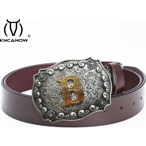 Casual Genuine Leather Belt High Quality B Letter Flower Designer Belts Men Cowskin Jeans Waist Strap Black Ceinture Homme Cinto