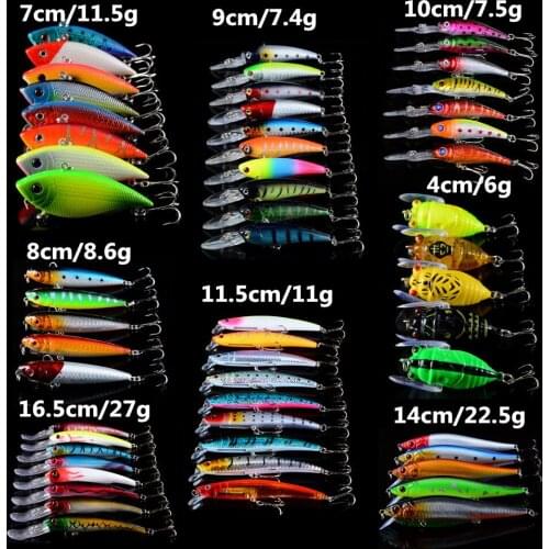 LINGYUE 58pcs /lot Fishing Lures Minxed 8 Models Hard baits Artificial Quality Porfessional Wobblers Fishing Tackle Wholesale
