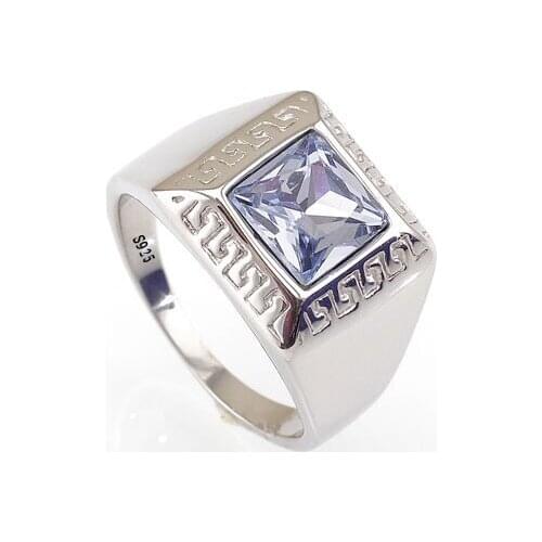 S925 sterling silver mens Korean style trendy personality fashion glossy gemstone ring