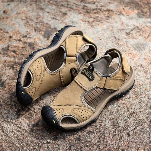 High Quality Men Sandals comfortable Leather Sandals Summer Casual Shoes Mens Roman Beach Sandals De Hombre Large size 38-47 w4