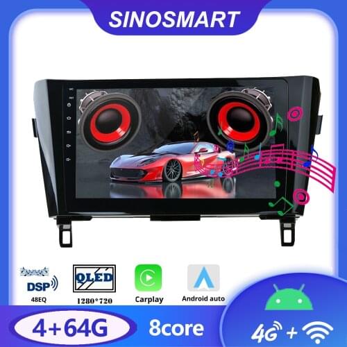 Sinosmart Car GPS Navigation Radio for Nissan QashQai X-Trail 2013-2018 Support Factory OEM Reverse Camera/NAV 8 Core,DSP 48EQ