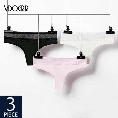 VDOGRIR 3Pcs/Set Sexy Womens Hollow Out Thongs Underwear Seamless G-String Low Waist Solid Female Panties Comfort Lady Lingerie