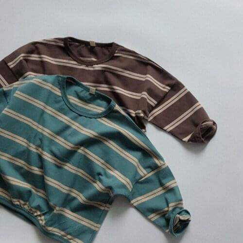 Spring Autumn Toddler Baby Girls Boys Striped Long Sleeve T-shirt Children Clothing Japan Korean Style Kids Cotton Pullover