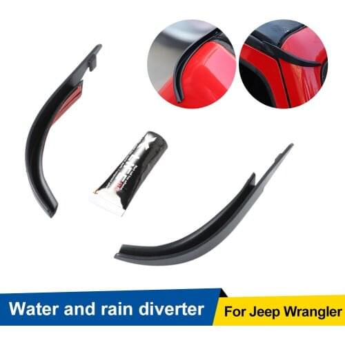 1Pair Car Roof Rain Gutter Water Diversion Channel Rain Guard Slot Gutter Decor for Jeep Wrangler JK 2007-2017 with Adhesive