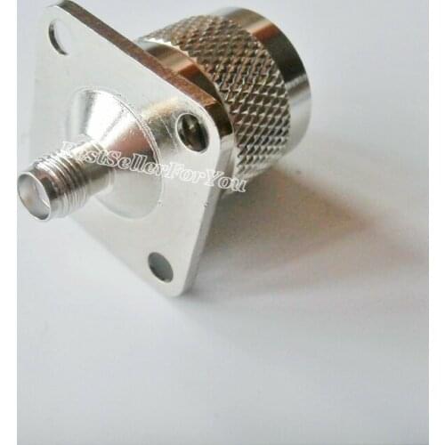 1Pcs N Type Male Plug To SMA Female Jack Flange Mount RF Adapter Cable ConnectorBrass