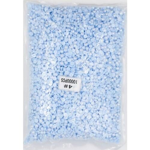 2mm,4mm,5mm,6mm,8mm,10mm,12mm Jelly Lt.Sapphire AB Flat back ABS round Half Pearl beads, imitation plastic half pearl beads