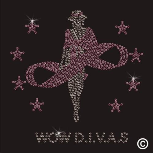 2pc/lot Wow Divas Crystal Motif Transfer hot fix rhinestone applique designs iron on transfer hot fix iron on for shirt