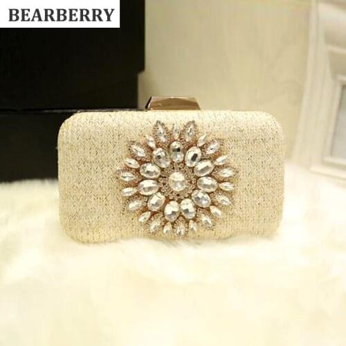 2020 Sun Flower Diamond Evening Bags Clutch Large Wedding Bridal Evening Bag with Rhinestone Vintage Party Purse Bag MN267