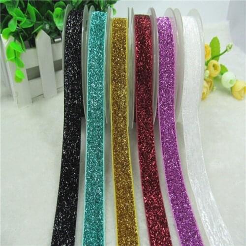 250 yards/lot 3/8'' 3/8" frosted glitter elastic Spandex Satin Bands Hair Tie Headband Lace Trim DIY Sewing