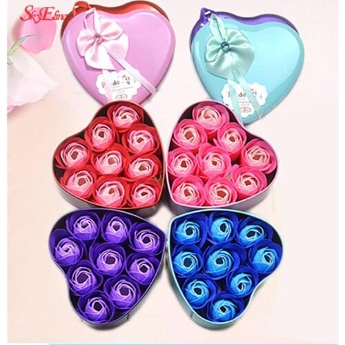 3/6/9Pcs Rose Soap Red Color Heart Scented Bath Body Petal Rose Flower Soap Wedding Decoration Best Gift For Lovers 5Z