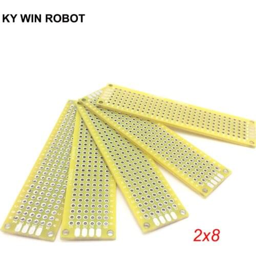 5pcs 2x8cm 20x80 mm Yellow Double Side Prototype PCB Universal Printed Circuit Board Protoboard For Arduino