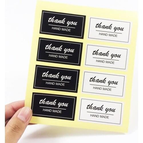 800 Pcs/lot Black&White Rectangle Handmade Sticker Thank You Label Sticker DIY For Gift Cake Baking Scrapbooking Sealing Sticker
