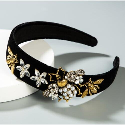 Baroque Bee gem Headband Wedding Decoration Alice Band Jewelled Head Band Luxury Jewelry Crystal Palace Hair Accessories
