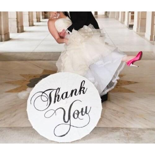 [ Fly Eagle ]50 X " Thank you " Paper Parasol For Wedding - Color: White, 32"