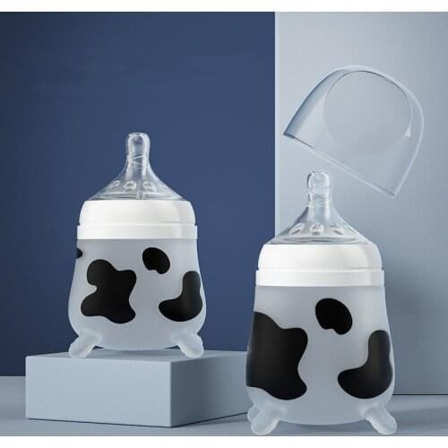 240ml Baby bottles Cartoon soft Silicone Newborn Feeding bottle kids Anti-Colic Milk Bottle Children Training water cup