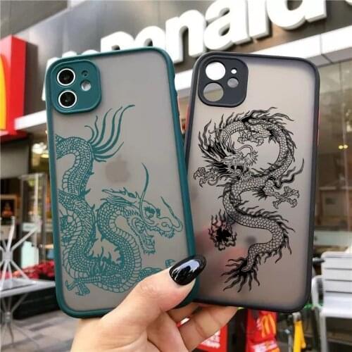 ZUIDID Black Dragon Pattern Phone Case For iPhone 11 Pro 12 XS MAX X XR SE 20 7 8 6Plus Shockproof Hard Matte Cover Clear Fundas
