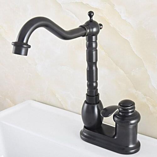 Black Oil Rubbed Bronze Swivel Spout Single Handle Deck Mounted Bathroom Kitchen Two Holes Basin Sink Faucet Mixer Tap msf833