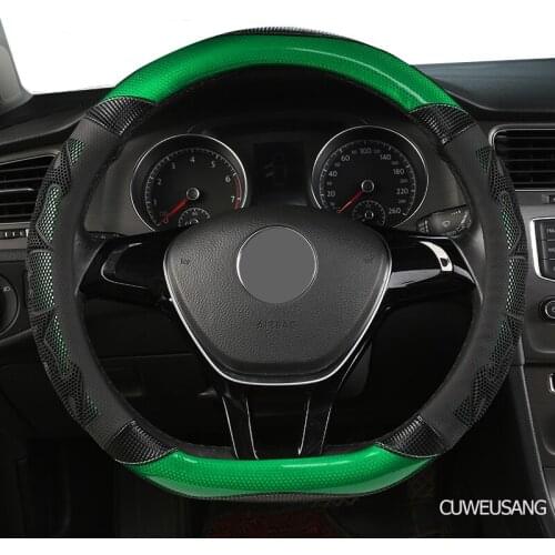 CUWEUSANG Carbon Fiber Leather Car Steering Wheel Cover For Geely CK EC7 EC8 MK CK2 GC9 GC6 emgrand 7 X7 ec7 atlas MK