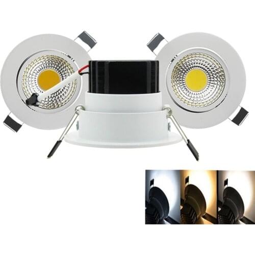 Dimmable round COB downlight 5W 7W 9W 12W AC85-265V embedded LED light white downlight indoor lighting