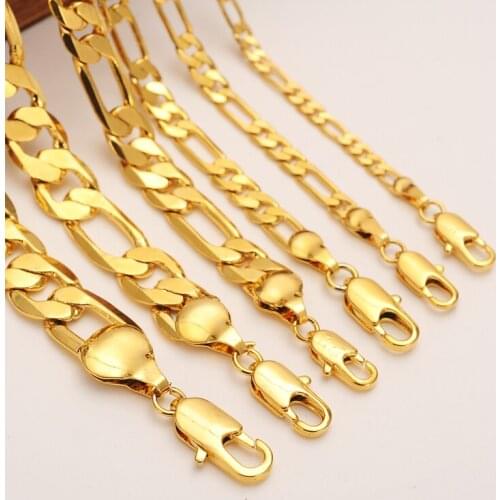 Long Gold Color Curb Cuban Chain bangle bracelet Necklace Shellhard Hip Hop Necklaces For Men Women party Jewelry Colar gift