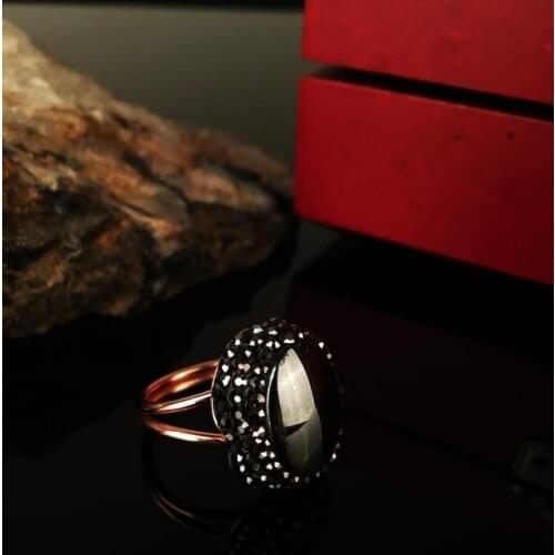 Dr Stone Natural Stone Women Hematite Stone rose gold plated Ring KRB 372884428