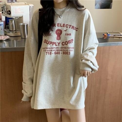 Oversize Long-sleeved T-shirt Women 2021 New Korean Ins Harajuku Style O-Neck Letter Cotton Woman Tshirts Casual Tops for Women