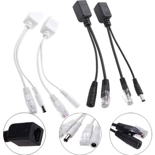 Adapter Cable RJ45 Injector Splitter Kit Tape Screened Passive Power Over Ethernet Passive PoE Adapter Injector + Splitter Kit