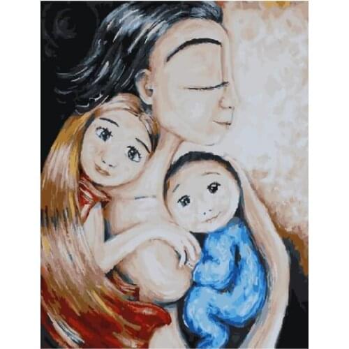 Mother and baby abtract figure painting paint by numbers Hand-painted canvas oil paintings for living room home decor