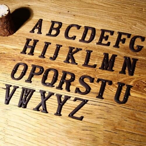 Creative Retro Style Groceries Cast Iron Metal DIY House Doorplate English Letter Symbol Door Decoration Home Decor Crafts