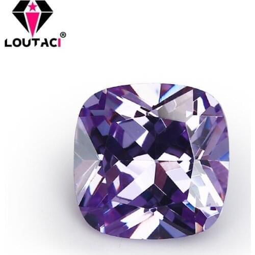 LOUTACI Women Jewelry Gemstones Cushion Lavender Cubic Zirconia 5A Lady Rings Necklace Middle Size 5x5-10x10mm