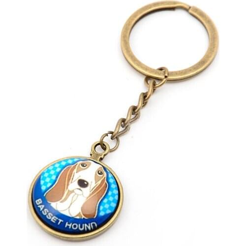 Cute Dog Key Chains Glass Animal Key Holder Dachshund Jack russell terrier Keychain Rings gifts for Men and Women Fancy Keyring