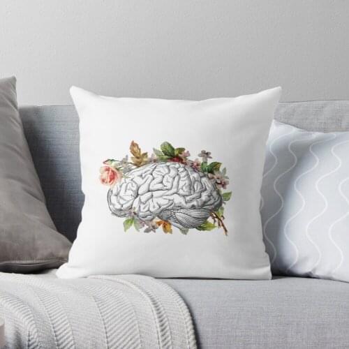 Brain with Flowers Throw Pillow Cushion Cover Polyester throw pillows case on sofa home living room car seat decor 45x45cm
