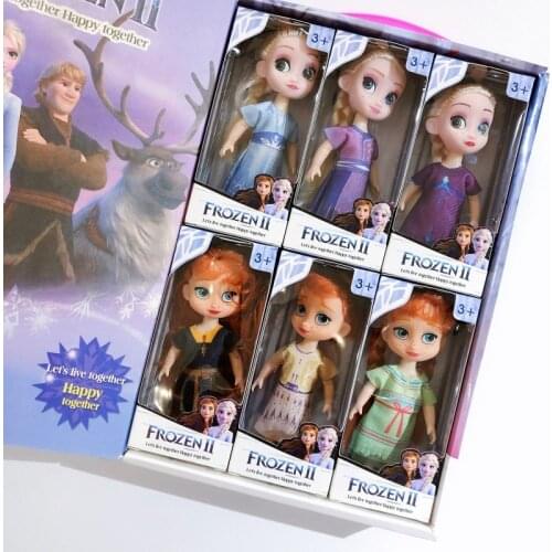 Hasbro Frozen 2 Princess SET Magic Elsa Anna Mini Figurine Anime Dolls PVC Action Figure Model Toy Kids Gift 6Pcs/set