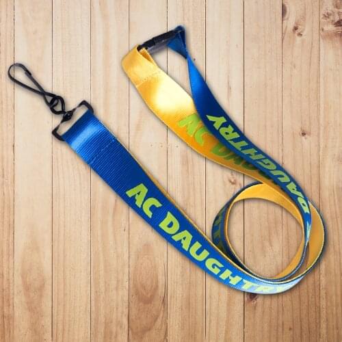 No Moq Screen Printed Two tone color premium polyester material custom message company logo printed lanyards with metal clips