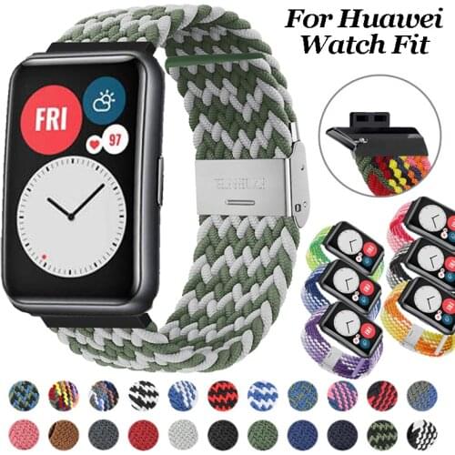 Nylon Braided Loop for Huawei Watch Fit Elastic Strap for Huawei Watch Fit Adjustable Straps Band Bracelet Metal Connector