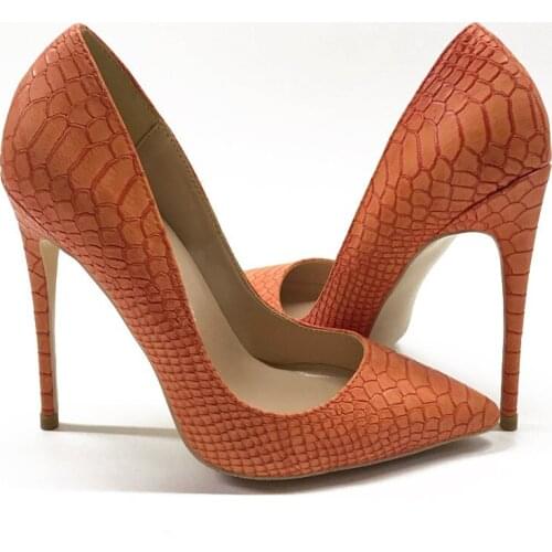 Orange Shoes Women Pumps 12cm High Heels Fashion Wedding Pointed Toe 10cm 8cm Party Shoes plus size YG020 CHENSIR9