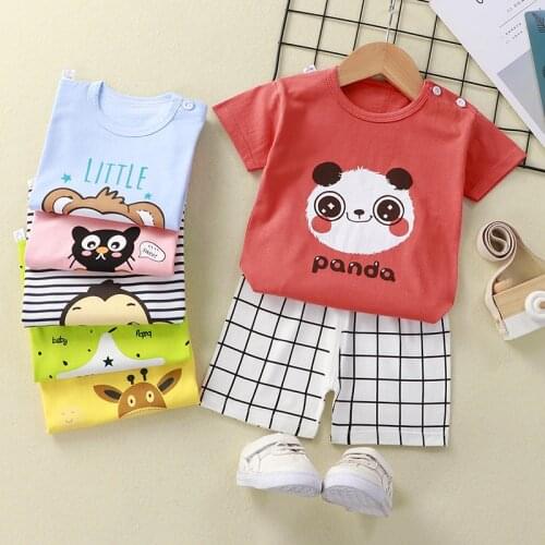 6M-5T Summer Boys Girls Clothes Outfits 2 Pieces Sets Short Sleeve Cotton O Neck Suits Tees Casual Toddler Girl Clothes 24M3T