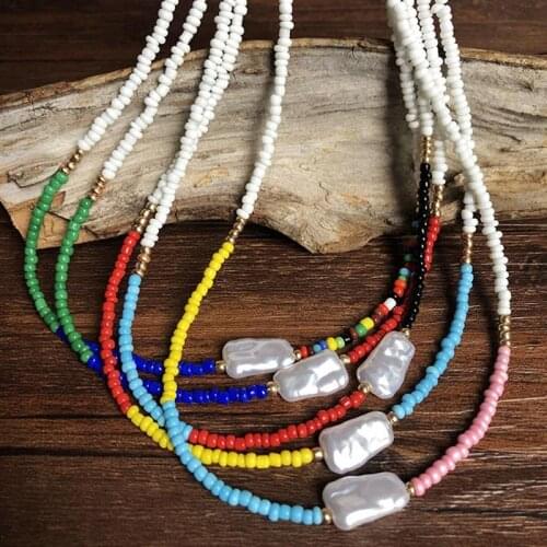 1pc Fashion Bohemian Style Bead Necklace Ethnic Boho Beaded Choker Clavicle Necklace Jewelry Accessories For Beach Party