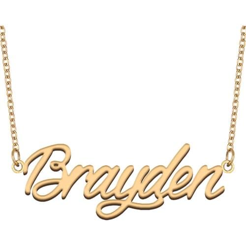 Brayden Name Necklace for Women Stainless Steel Jewelry 18k Gold Plated Nameplate Pendant Femme Mother Girlfriend Gift