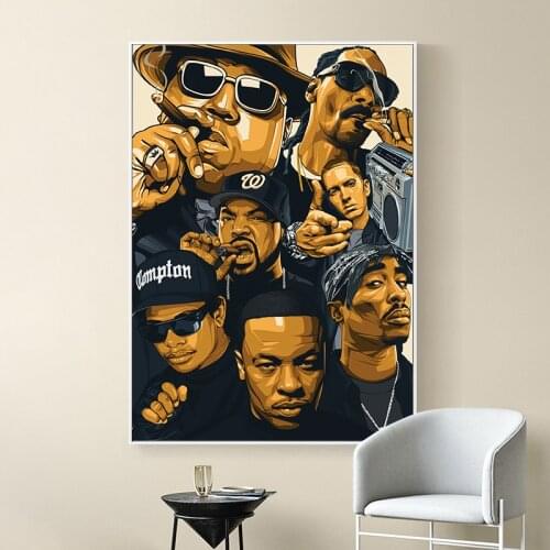 Famous Hip Hop Music Band Posters and Prints Wall Canvas Art Painting Portrait Art Picture For Living Room Home Decoration