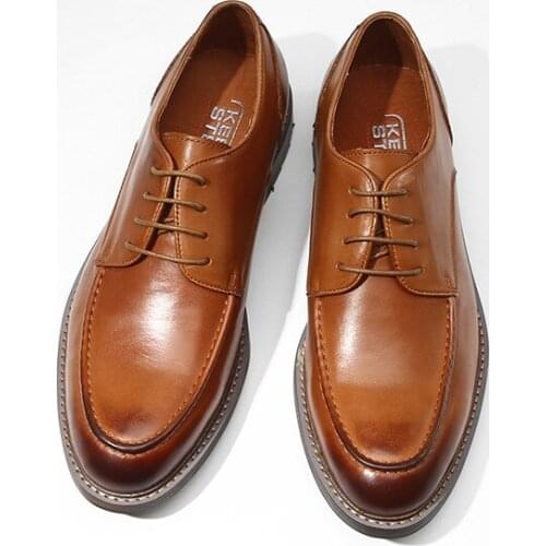 Genuine Leather Casual Men Shoes Fashion Formal Shoes Derby Shoes Men Flats Pointed Toe Lace Up Comfortable Office Dress Men